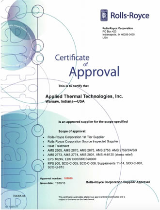 Applied Thermal Technologies Rolls-Royce Global Certified